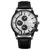 Men's Business Alloy Case Pu Strap Electronic Quartz Watch With Threeeye Sun Pattern And Round Dial