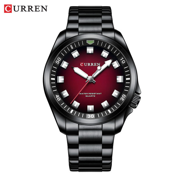 Men's Business Alloy Case Stainless Steel Band Round Dial Waterproof Quartz Watch