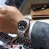 Men's Business Alloy Case Stainless Steel Band Round Dial Waterproof Quartz Watch