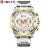 Men's Business Alloy Case Stainless Steel Strap Waterproof Quartz Multi Function Calendar Round Dial Watch