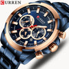 Men's Business Alloy Case Stainless Steel Strap Waterproof Quartz Multi Function Calendar Round Dial Watch