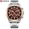 Men's Business Alloy Case Stainless Steel Strap Waterproof Quartz Multi Function Calendar Round Dial Watch