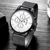 Men's Business Alloy Quartz Watch With Round Dial And Stainless Steel Buckle