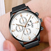 Men's Business Alloy Quartz Watch With Round Dial And Stainless Steel Buckle