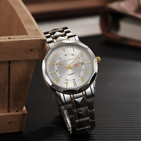 Men's Business Alloy Quartz Watch With Round Dial Waterproof Luminous