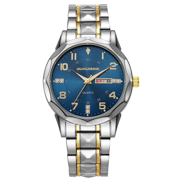 Men's Business Alloy Quartz Watch With Round Dial Waterproof Luminous