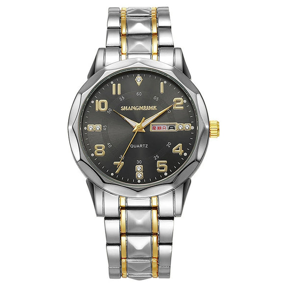 Men's Business Alloy Quartz Watch With Round Dial Waterproof Luminous