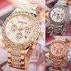 Men's Business Alloy Stainless Steel Round Dial Diamondencrusted Calendar Watch