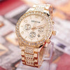 Men's Business Alloy Stainless Steel Round Dial Diamondencrusted Calendar Watch