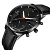 Men's Business And Leisure Waterproof Watch Alloy Case Genuine Leather Strap Round Dial