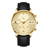 Men's Business And Leisure Waterproof Watch Alloy Case Genuine Leather Strap Round Dial