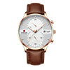 Men's Business And Leisure Waterproof Watch Alloy Case Genuine Leather Strap Round Dial