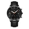 Men's Business And Leisure Waterproof Watch Alloy Case Genuine Leather Strap Round Dial