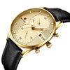 Men's Business And Leisure Waterproof Watch Alloy Case Genuine Leather Strap Round Dial