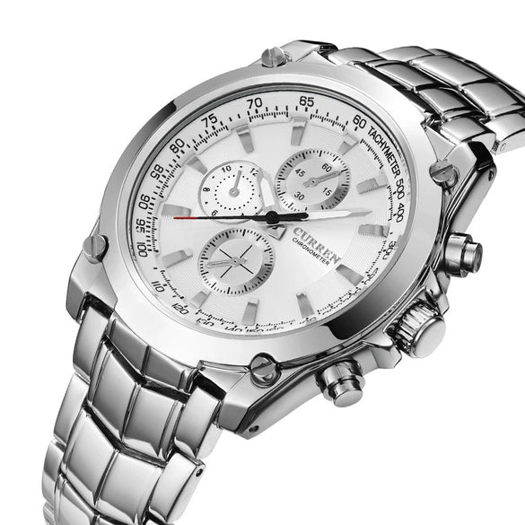 Men's Business Casual Quartz Watch Metal Stainless Steel Belt Round Dial