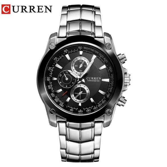 Men's Business Casual Quartz Watch Metal Stainless Steel Belt Round Dial