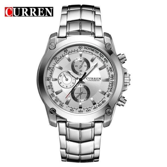 Men's Business Casual Quartz Watch Metal Stainless Steel Belt Round Dial