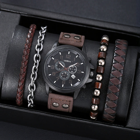 Men's Business Casual Watch With Alloy Case Imitation Leather Strap And Round Dial