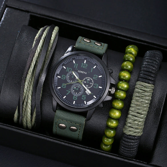 Men's Business Casual Watch With Alloy Case Imitation Leather Strap And Round Dial