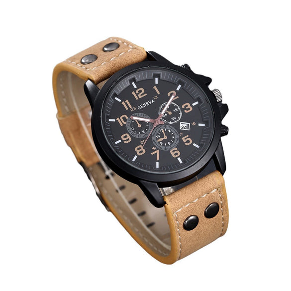 Men's Business Casual Watch With Alloy Case Imitation Leather Strap And Round Dial