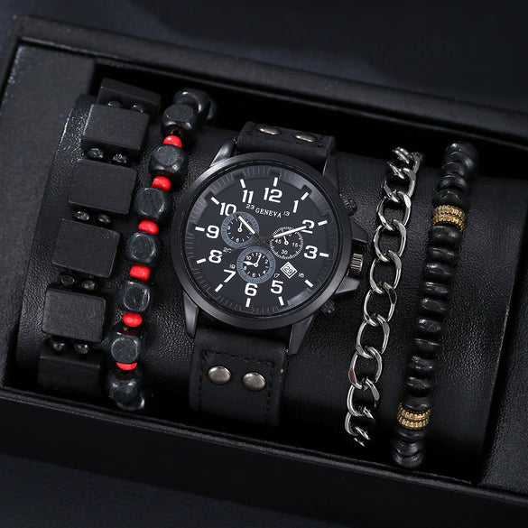 Men's Business Casual Watch With Alloy Case Imitation Leather Strap And Round Dial