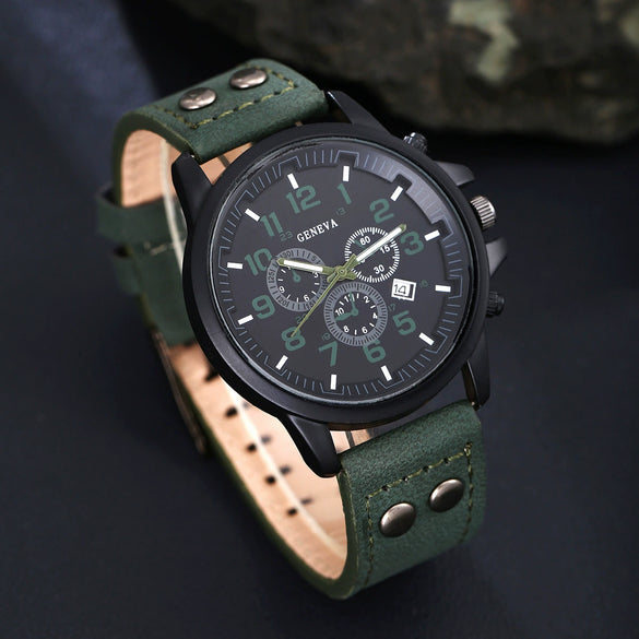Men's Business Casual Watch With Alloy Case Imitation Leather Strap And Round Dial