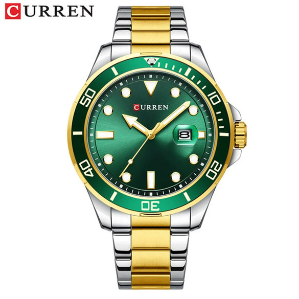 Men's Business Fashion Quartz Watch Alloy Case Stainless Steel Band Round Dial