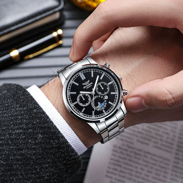 Men's Business Fashion Quartz Watch Alloy Iron Stainless Steel Round Dial