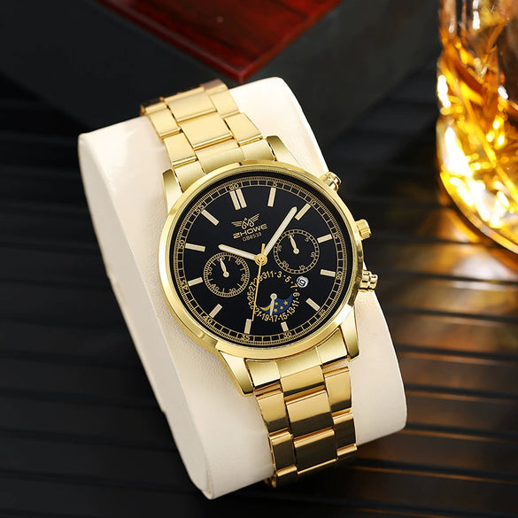 Men's Business Fashion Quartz Watch Alloy Iron Stainless Steel Round Dial