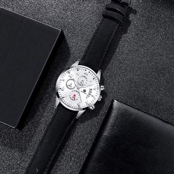 Men's Business Fashion Quartz Watch With Stainless Steel Case And Strap Round Dial