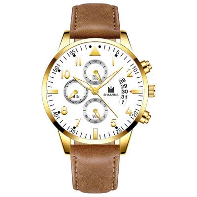Men's Business Fashion Quartz Watch With Stainless Steel Case And Strap Round Dial