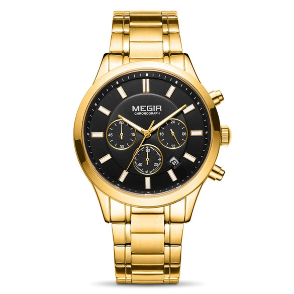Men's Business Fashion Watch Stainless Steel Belt Round Dial Chronograph Waterproof Luminous Quartz