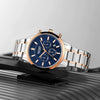 Men's Business Fashion Watch Stainless Steel Belt Round Dial Chronograph Waterproof Luminous Quartz