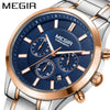 Men's Business Fashion Watch Stainless Steel Belt Round Dial Chronograph Waterproof Luminous Quartz