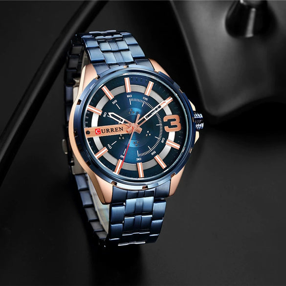 Men's Business Fashion Waterproof Quartz Watch With Alloy Case Stainless Steel Band And Round Dial