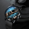 Men's Business Mesh Belt Watch Alloy Case Stainless Steel Strap Round Dial Quartz Watch