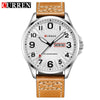 Men's Business Quartz Casual Calendar Watch With Alloy Case Genuine Leather Strap Stainless Steel Clasp And Round Dial