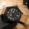 Men's Business Quartz Casual Calendar Watch With Alloy Case Genuine Leather Strap Stainless Steel Clasp And Round Dial