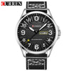 Men's Business Quartz Casual Calendar Watch With Alloy Case Genuine Leather Strap Stainless Steel Clasp And Round Dial