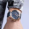 Men's Business Quartz Watch Alloy Case Leather And Steel Belt Round Dial Printed Logo