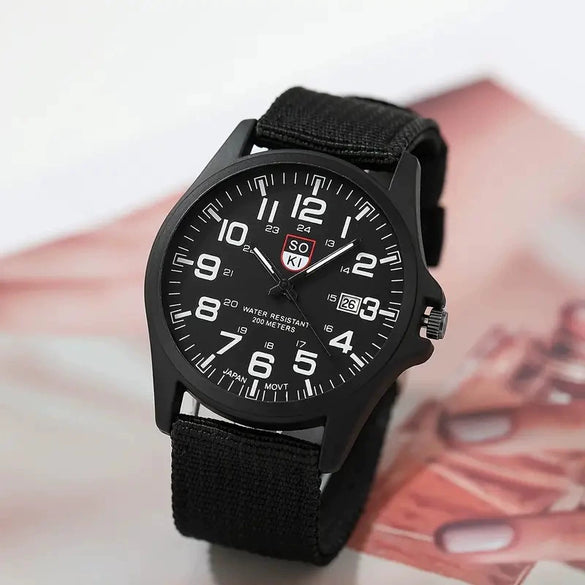 Men's Business Quartz Watch And Allmatch Beaded Bracelet Set Alloy Case Imitation Leather Strap Stainless Steel Clasp Round Dial Mineral Strengthened Mirror