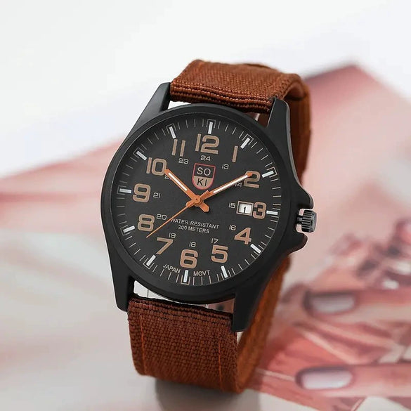 Men's Business Quartz Watch And Allmatch Beaded Bracelet Set Alloy Case Imitation Leather Strap Stainless Steel Clasp Round Dial Mineral Strengthened Mirror