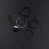 Men's Business Quartz Watch And Bracelet Set Alloy Case Imitation Leather Strap Stainless Steel Buckle Round Dial