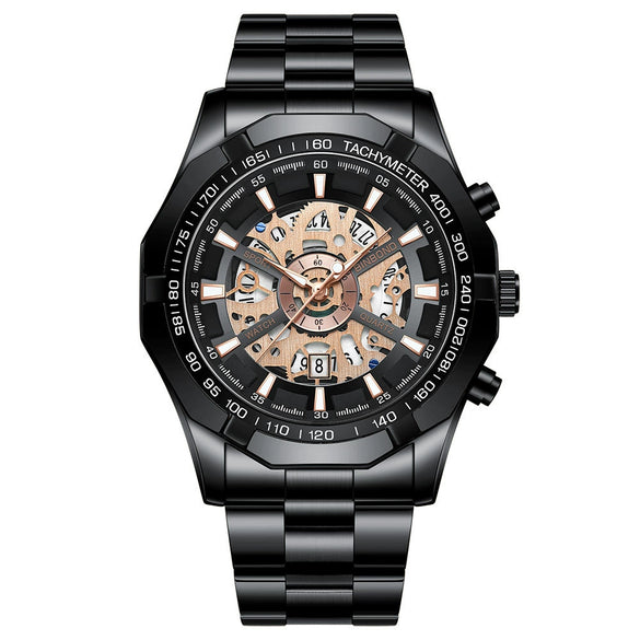 Men's Business Quartz Watch Metal Case Stainless Steel Band Round Dial