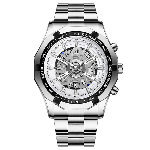Men's Business Quartz Watch Metal Case Stainless Steel Band Round Dial