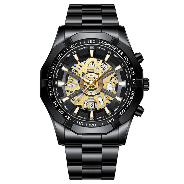 Men's Business Quartz Watch Metal Case Stainless Steel Band Round Dial