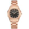 Men's Business Quartz Watch Steel Alloy Square With Diamond Scale Calendar