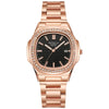 Men's Business Quartz Watch Steel Alloy Square With Diamond Scale Calendar