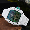 Men's Business Quartz Watch With Hollow Ceramic Style Round Dial Rubber Strap And Pointer Display