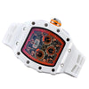Men's Business Quartz Watch With Hollow Ceramic Style Round Dial Rubber Strap And Pointer Display
